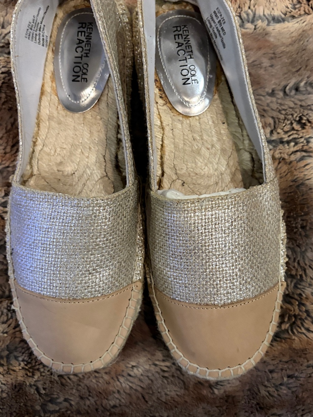 Kenneth Cole Reaction Metallic Beige Espadrille Slip-On Flats